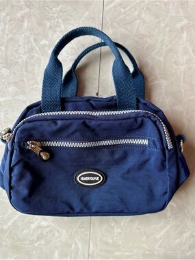 Huaeryouyue Navy Mini Tote Bag with Front Zip Pocket